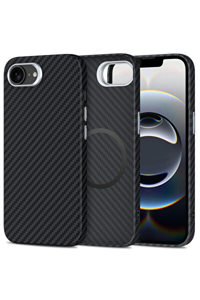 Techsuit Carcasă iPhone 16e CarbonHalo MagSafe, Neagră
