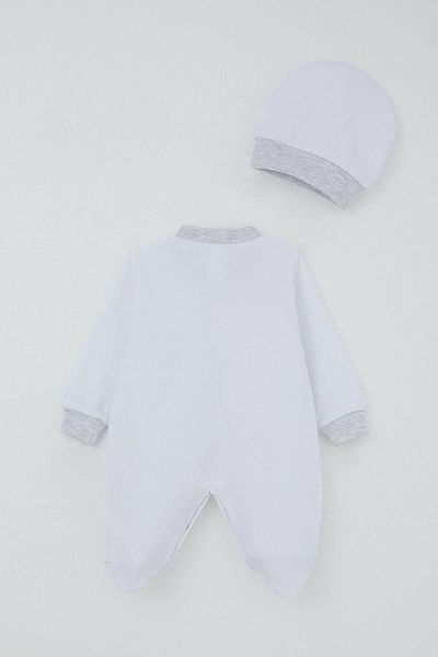 Breeze Baby Boy Booties Jumpsuit Dot Patterned 0-6 Months, White
