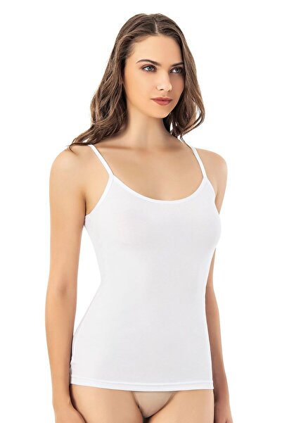 ModAras Women's Plain Comfortable Modal Style Athlete with Rope Strap White - White - Arasskoe-6E60E0-Be