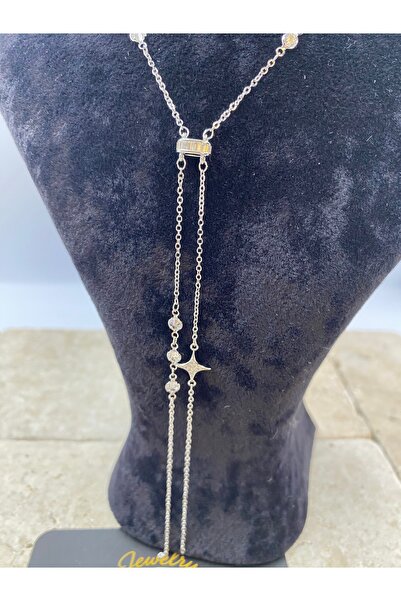 Byoz store قلادة على شكل نجمة الشمال مع سلسلة مزدوجة من سلسلة سوليتير باجيت ب...