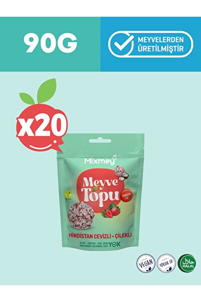 mixmey Hindistan Cevizi Kaplamalı Çilek Meyve Topu | Sağlıklı Atıştırmalık - ...
