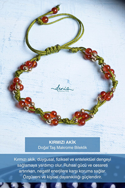 Deniz Doğal Taş سوار مكرامية من الحجر الطبيعي من العقيق الأحمر والهيماتيت معتمد