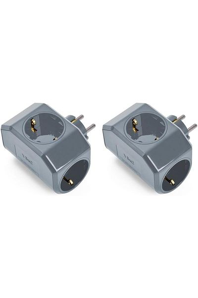 AC BOX Yonca Plus Gray Triple Grounded Socket 2-Pack Ac Box 861931
