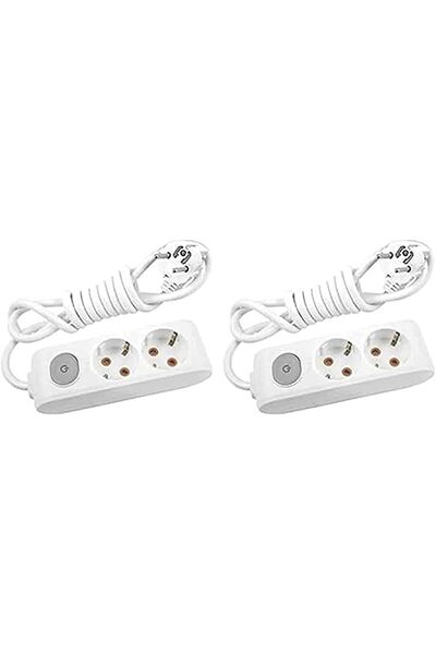 AC BOX Multi-Let Double Socket Switched Grounded Cable Child Proof 2 Mt 2-Pack Ac Box 861931