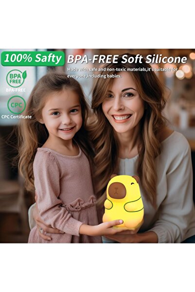 Mobee Çocuk Bebek Odası Kaplumbağa Kapibara Figür Gece Lambası LED Işık Sevimli Figürlü Dokunmatik Şarjlı