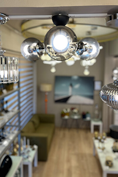 MINIMAL ETICARET VE BILGI TEKNOLOJILERI Globe Black & Silver TRİO Plafonyer K...