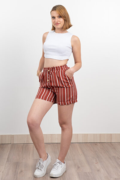 MissVina Ελαστικό σορτς με ρίγες και κοντή τσέπη 30282