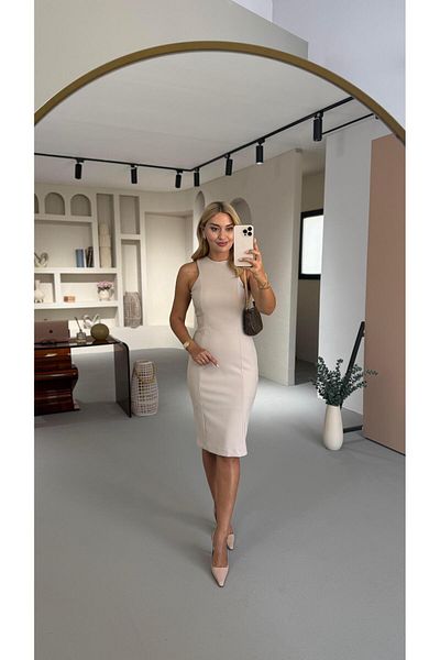 Sezgi Tekin Shoulder Detail Stone Pencil Dress