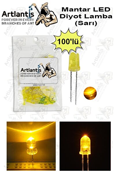 Artlantis Sarı Mantar Led Diyot Lamba 100 lü 1 Paket Sarı 4.8 mm Mini Mantar ...
