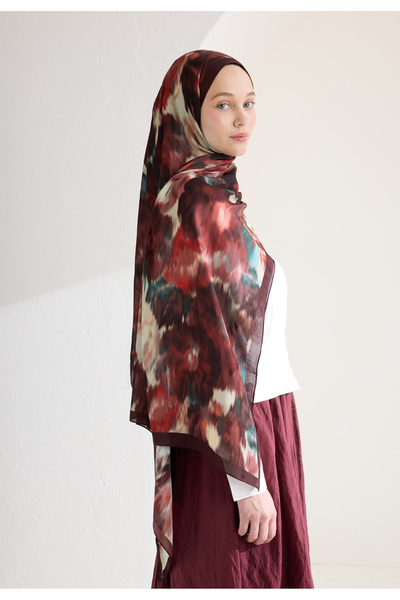 Fresh Sweet Peony Flower Viscos Shal Dark Bordo