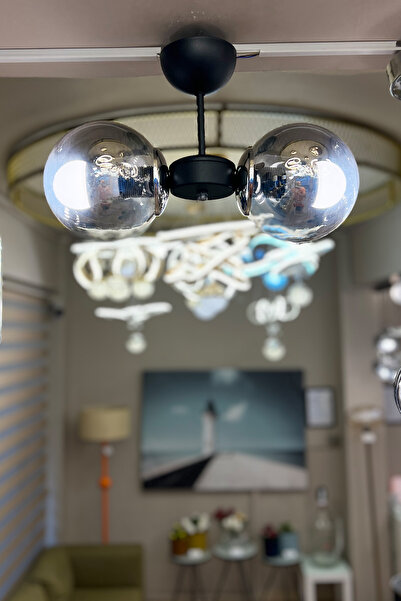 MINIMAL ETICARET VE BILGI TEKNOLOJILERI Globe Black & Silver DUAL Krom Cam Avize