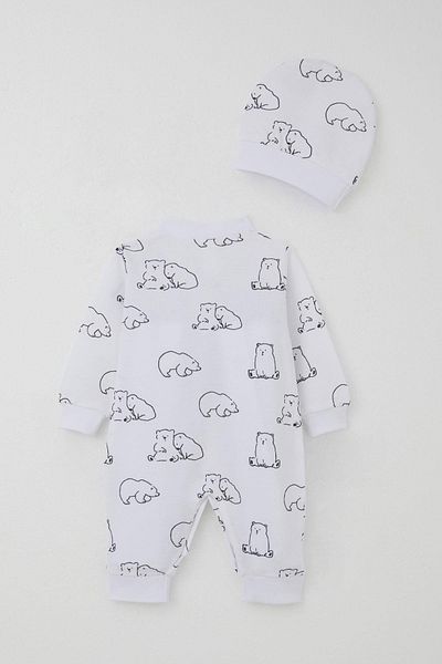 Breeze Baby Boy Jumpsuit Cute Polar Bear Patterned 0-6 Months, White