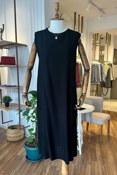 Unique Boutique Black Zero Sleeve Cotton Viscose Fabric Plus Size Dress