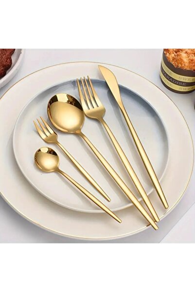 Reoona 30 Piece Gold Fork Spoon Knife Set Does Not Blacken