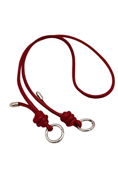 angel çanta aksesuar Angel Bag Accessory Faux Leather 5 mm Knot Model Single Bag Handle 85 cm (Red Color Silver Metal)