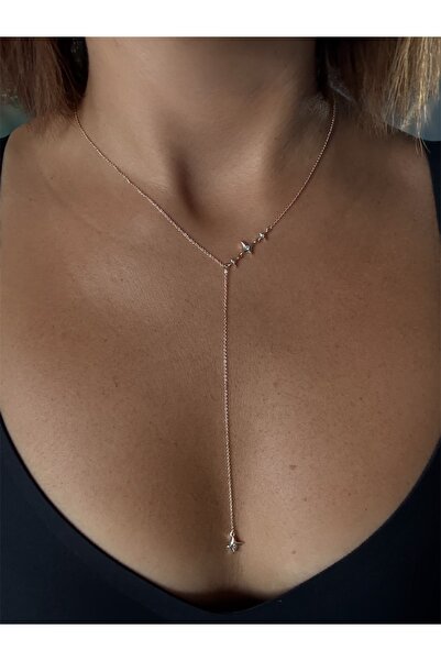 DGK COLLECTİON 14k gold renginde Kutup yıldızı,Zarif ve şık Y form kolye.altın kaplama ve hipoalerjenik üründür