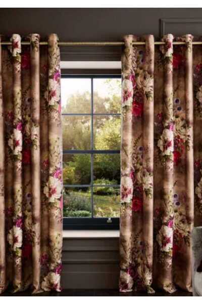 Evcimenhome New Product Lined Rustic Curtain with Eyelets Metal Ring 170Cmx230Cm
