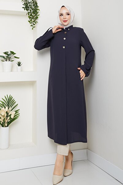 Günay Karaca Yazlık Kadın Tesettür Yarım Pardesü Ferace Kap Giyçık 4915K