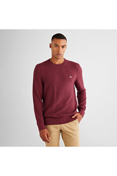 Gant Erkek Bordo Regular Fit Bisiklet Yaka Kazak