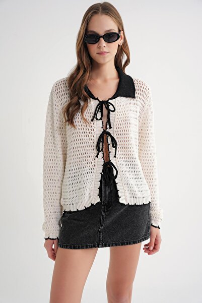 Mixray 6945 Γυναικεία Ανοιχτή Πλεκτή Ζακέτα Φυσική