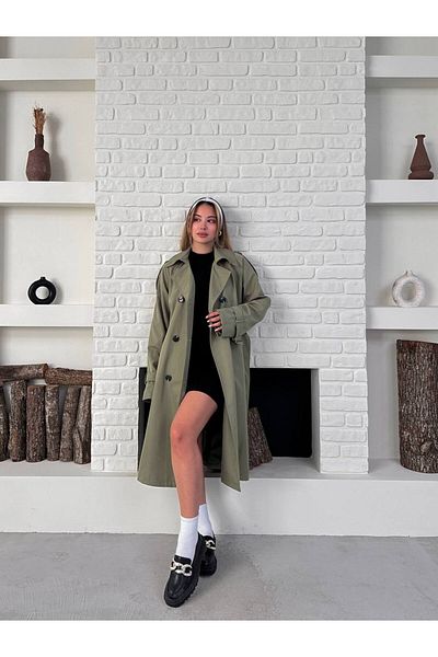 VESS MODA Women's Seasonal Button and Belted Long Trench Coat