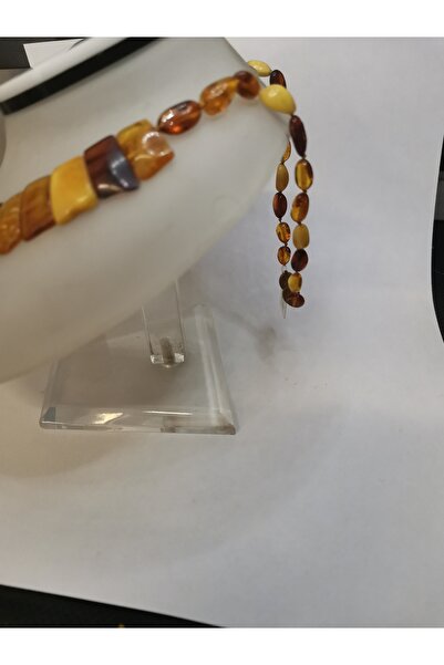 Hera Gümüş Özel tasarımlı gerçek kehribar taşlı gümüş kolye