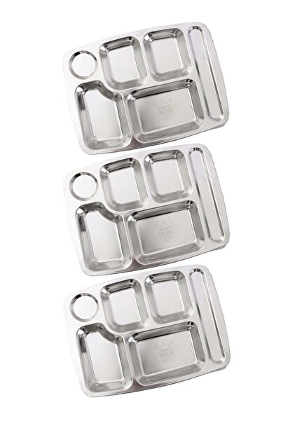 ELEGANT HOME 3 Divided Stainless Steel Trays with 5 Compartments
