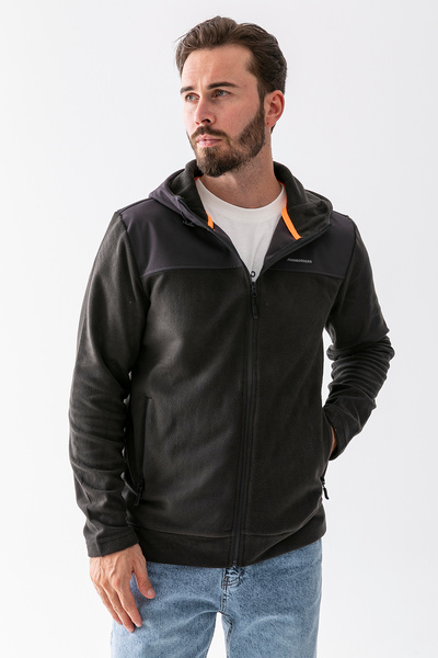 JB John Borners Erkek Kapüşonlu Fermuarlı Çift Cepli Polar Antrasit - 25K 6044