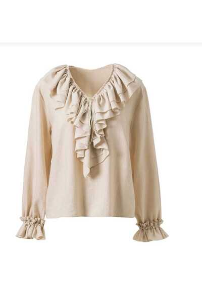 DİMA Long Sleeve Blouse with Ruffle Collar and Sleeves