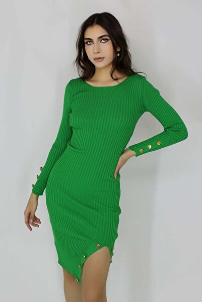 FashionForYou Φόρεμα Sary από πλεκτό ύφασμα, κοντό τελείωμα, μεταλλικά αξεσου...