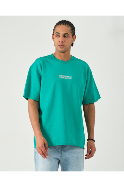 Erkek Basic Super Pamuklu 2 iplik Oversize Enjeksiyon Baskılı Tişört