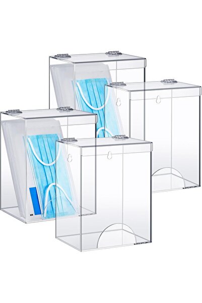 Slasa 4 قطع موزع أكريليك كبير - 16.5 × 12.7 × 21 سم حامل حائط/طاولة للقفازات ...