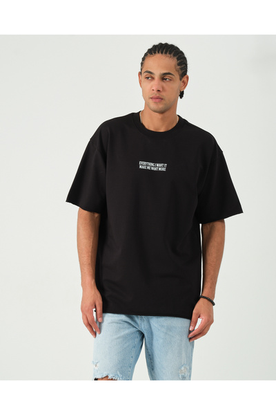 Erkek Basic Super Pamuklu 2 iplik Oversize Enjeksiyon Baskılı Tişört