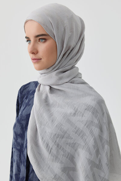Tuğba Zikzak Desenli Jakar Şal - Gümüş