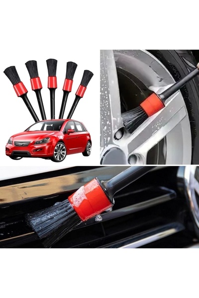 TİCARETSEPETİM Buffer ®   5-Piece Multi-Purpose Interior and Exterior Surface Cleaning & Detailing Brush Set