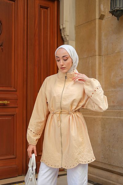LOCCO Women's Embroidery Detailed Jacket Yellow