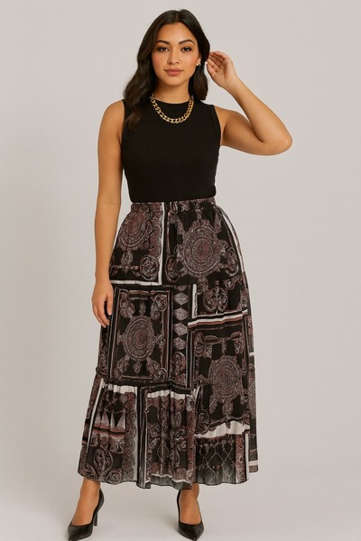 ihaoo Loose veil skirt with abstract print