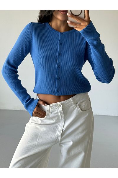 Gülçin Coşkun Buttoned Long Sleeve Basic Women's Knitwear Cardigan