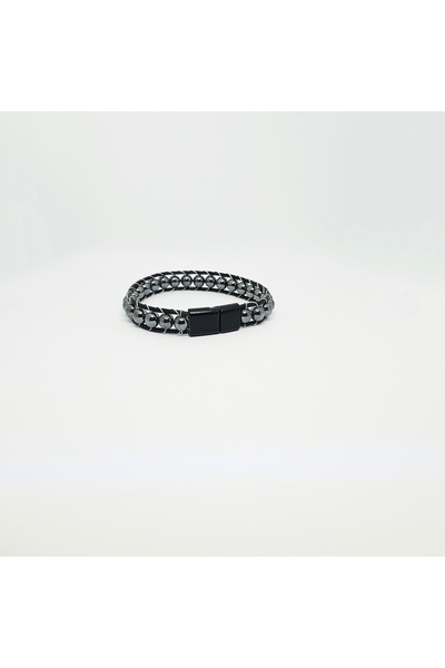 EleganTrend Hematite Stone Black Men's Bracelet