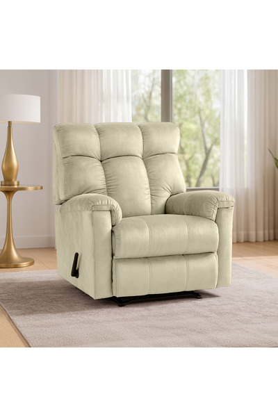 BACK COMFORT Prime Velvet Rocking Swivel Recliner,Adjustable Back& Footres
