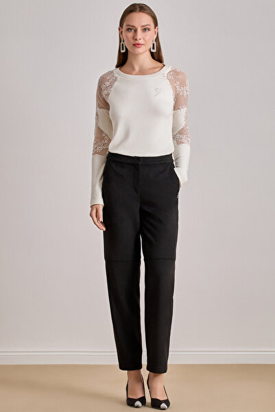 Guitar Bilekte Boy Siyah Süet Pantolon