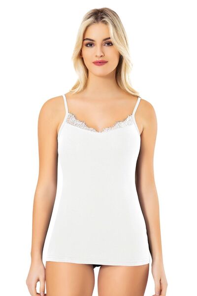 Queenchic Women's Lace Tassel Detail Cotton Thin Strap White Single - White - Bynvakoe-6E47E2-Be