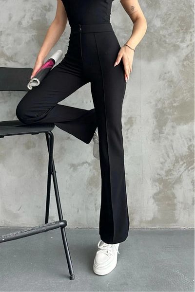 NEVVARE Women's Black High Waist Slim-fit Flare Leg Palazzo Pants