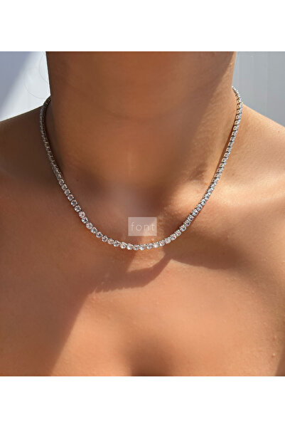 Font Dönmeyen Zirkon Taşlı Kuyumcu Klipsli Su Yolu Kolye