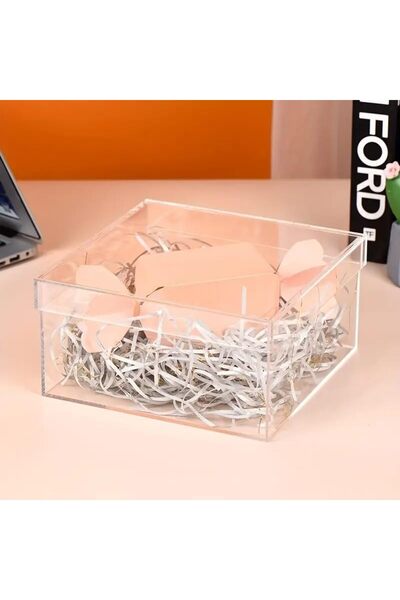 Slasa Clear Acrylic Square Gift Box (8 × 8 × 3 inch)