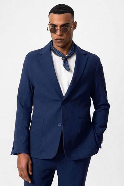 Antioch Navy Blue Unlined Men's Blazer Jacket with Pocket