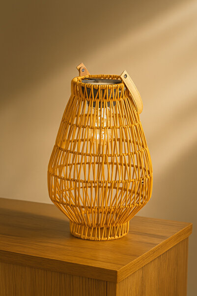 Fhilli Solar Rattan Fener Lamba – Güneş Enerjili Dekoratif Bahçe ve Balkon Ay...