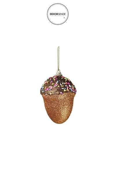 Dekorsende Christmas Ornament Glittery Hazelnut Brown 10 cm