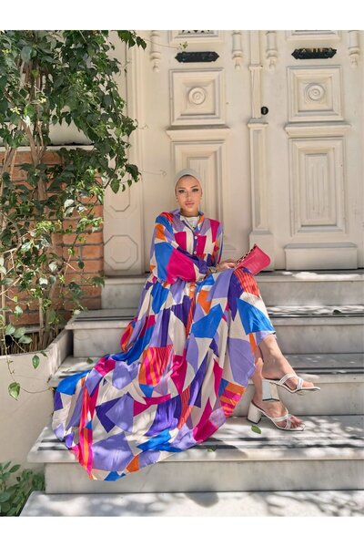 lurex moda Geometric Pattern Viscose Dress