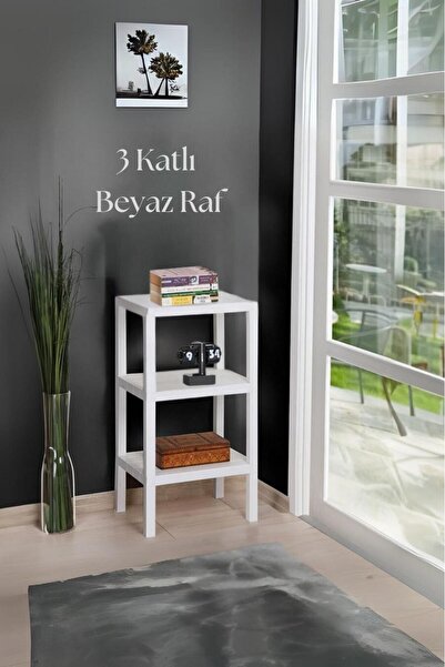 EWs 3 Katlı Beyaz Raf Kitaplık & Banyo Düzenleyicisi 73,5 cm